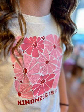 Girls "Kindness Is Free" Floral Graphic Tee – Soft Bella+Canvas Cotton - All About Me Boutique