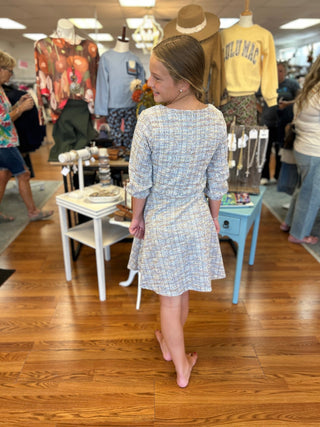 Girls' Lilac & Lime Boucle Circle Dress with Pouf Sleeves - All About Me Boutique