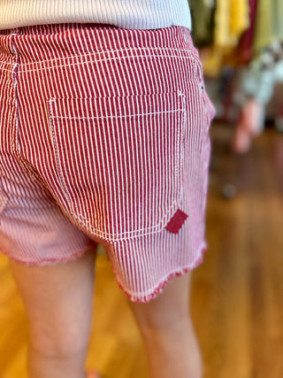 Girls Red and White Stripes Denim Shorts by Mayoral - All About Me Boutique