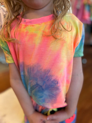Girls Tie Dye Short Sleeve Crop Top - All About Me Boutique