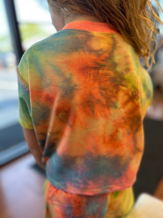 Girls Tie Dye Short Sleeve Crop Top - All About Me Boutique
