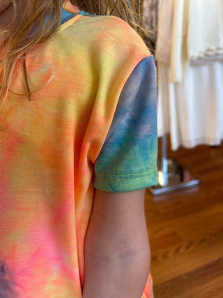 Girls Tie Dye Short Sleeve Crop Top - All About Me Boutique