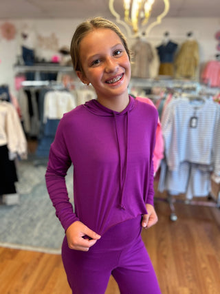 Girls' Vibrant Purple Cropped Hoodie - All About Me Boutique