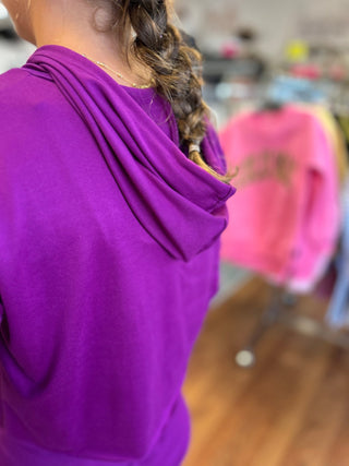 Girls' Vibrant Purple Cropped Hoodie - All About Me Boutique