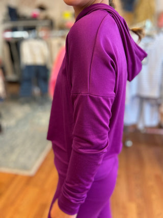 Girls' Vibrant Purple Cropped Hoodie - All About Me Boutique