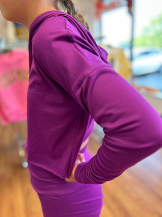 Girls' Vibrant Purple Cropped Hoodie - All About Me Boutique
