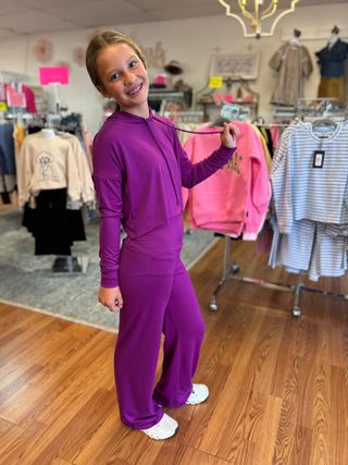 Girls’ Vibrant Purple High-Waist Wide-Leg Pant - All About Me Boutique