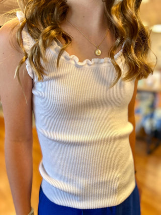 Girls White Knitted Tank by Molly Bracken - All About Me Boutique