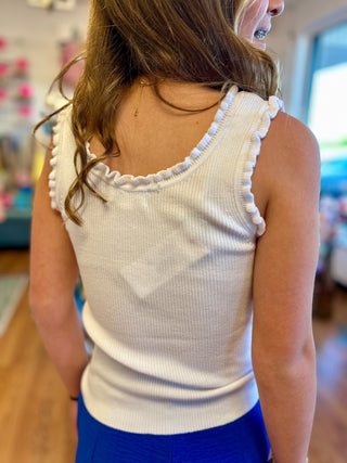Girls White Knitted Tank by Molly Bracken - All About Me Boutique