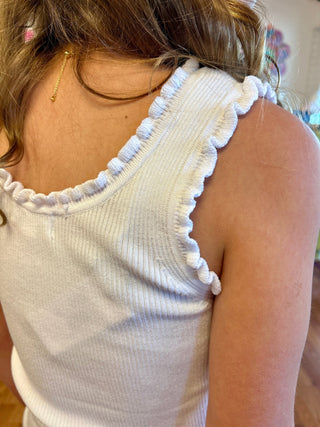 Girls White Knitted Tank by Molly Bracken - All About Me Boutique