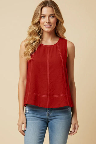 Harper Contrast Stitch Loose Tank Top - All About Me Boutique