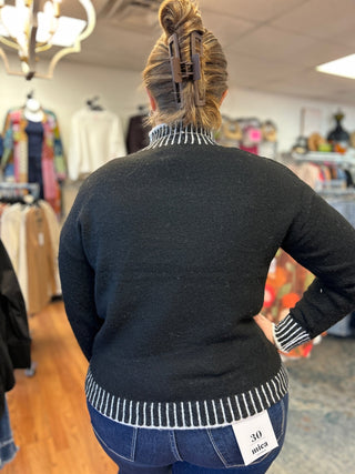Heart of Pine Mock Neck Fuzzy Sweater - All About Me Boutique