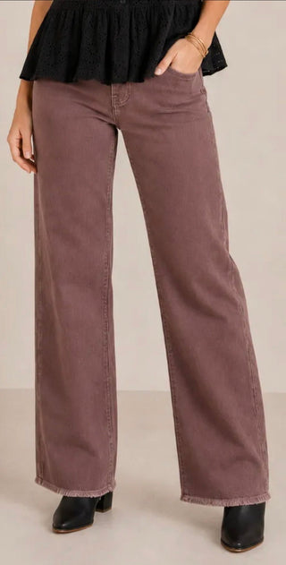 Heart of Pine Wide Leg Fray Hem Jean - All About Me Boutique