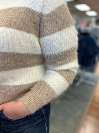 Hem & Thread Eyelash Striped Cardigan - All About Me Boutique