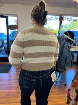 Hem & Thread Eyelash Striped Cardigan - All About Me Boutique