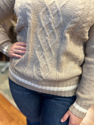 Hem & Thread V-Neck Cable Knit Sweater - All About Me Boutique