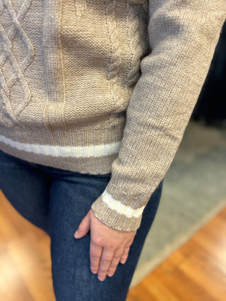 Hem & Thread V-Neck Cable Knit Sweater - All About Me Boutique