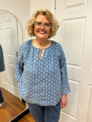 Hope & Harlow Floral Tencel Bell Sleeve Boho Blouse - All About Me Boutique