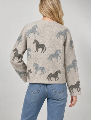 Horse Motif Button-Front Cardigan - All About Me Boutique