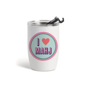 "I Love Mahj" Insulated Wine Tumbler – 12oz Retro Mahjong Gift for Game Night - All About Me Boutique