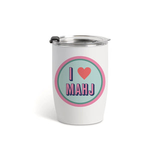 "I Love Mahj" Insulated Wine Tumbler – 12oz Retro Mahjong Gift for Game Night - All About Me Boutique
