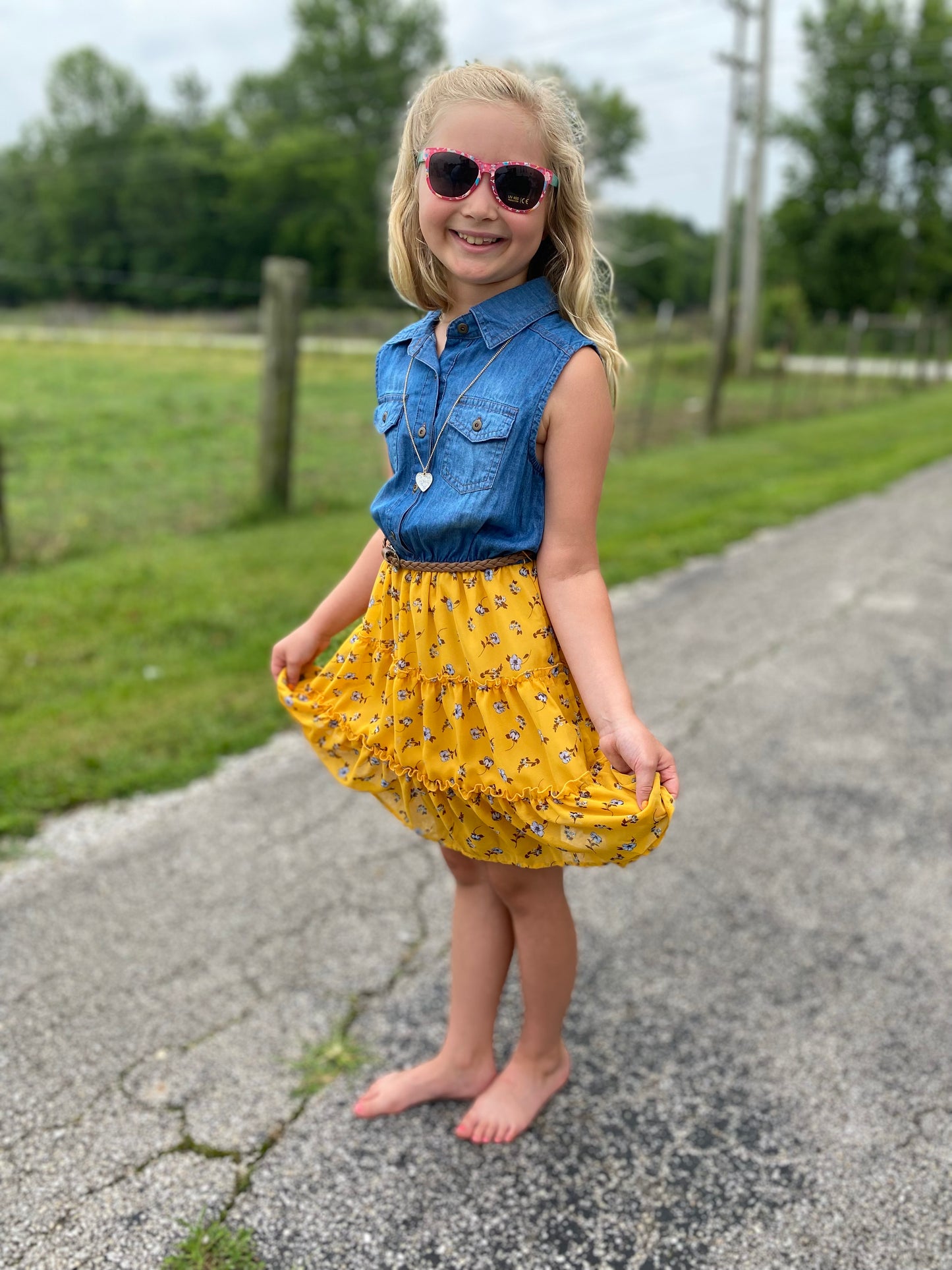 AB- Girls Chambray Bodice Dress (JKA)