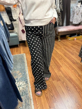 Jade by Jane Mix Dot & Stripe Wide Leg Pants - All About Me Boutique