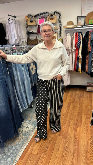 Jade by Jane Mix Dot & Stripe Wide Leg Pants - All About Me Boutique