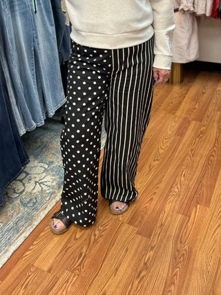 Jade by Jane Mix Dot & Stripe Wide Leg Pants - All About Me Boutique