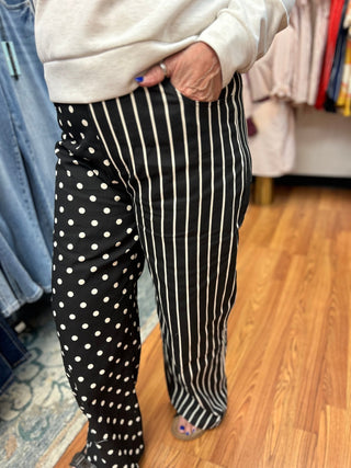 Jade by Jane Mix Dot & Stripe Wide Leg Pants - All About Me Boutique