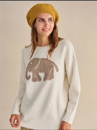 Jade by Jane Textured Elephant Knit Sweater - All About Me Boutique