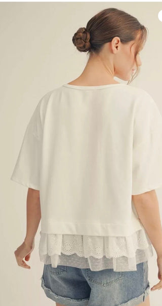 Jodifl Lace Hem Blouse - All About Me Boutique