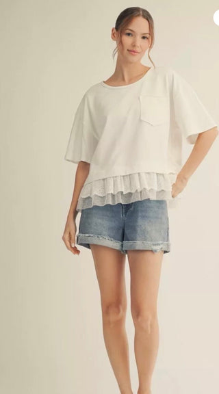 Jodifl Lace Hem Blouse - All About Me Boutique