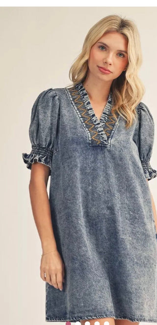 Jodifl Washed Denim Dress - All About Me Boutique