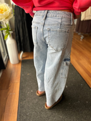 KanCan Girls Barrel Jeans - Cargo Pocket - All About Me Boutique