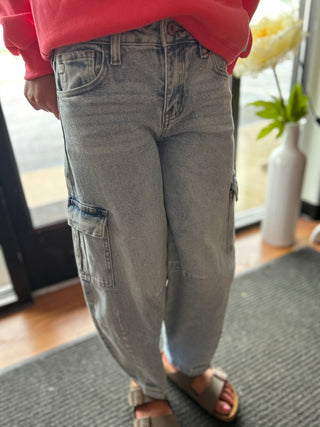 KanCan Girls Barrel Jeans - Cargo Pocket - All About Me Boutique