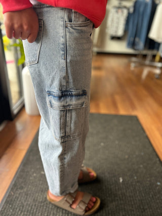 KanCan Girls Barrel Jeans - Cargo Pocket - All About Me Boutique