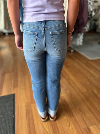 KanCan Girls High Rise Straight Leg Jeans - Cuffed - All About Me Boutique