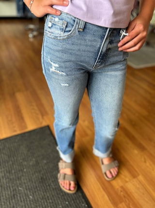 KanCan Girls High Rise Straight Leg Jeans - Cuffed - All About Me Boutique