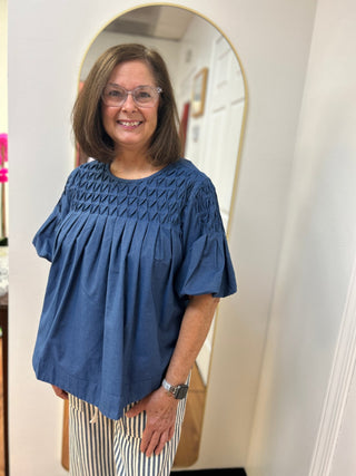 Liv Los Angeles Tencel Smocked Yoke Blouse - All About Me Boutique