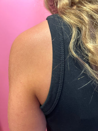 LuLu Mac Girls Black Solid Tank - All About Me Boutique