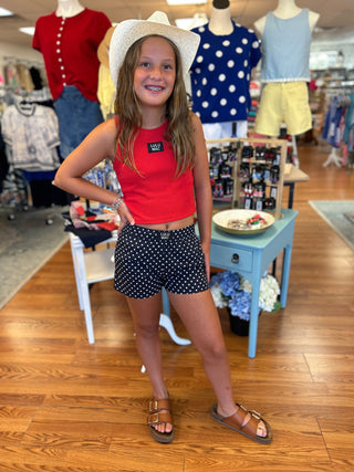Lulu Mac Girls Blue Mini Polka Dot Short - All About Me Boutique
