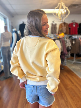 Lulu Mac Girls Color Block Butter/White Stitch Sweatshirt - All About Me Boutique