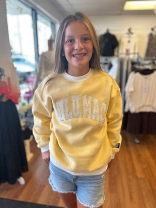 Lulu Mac Girls Color Block Butter/White Stitch Sweatshirt - All About Me Boutique