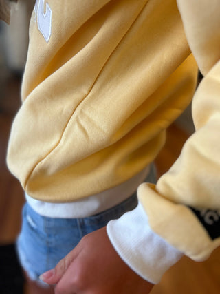Lulu Mac Girls Color Block Butter/White Stitch Sweatshirt - All About Me Boutique