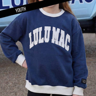 Lulu Mac Girls Color Block Navy/White Stitch Sweatshirt - All About Me Boutique