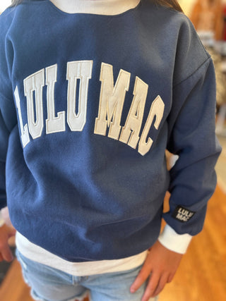 Lulu Mac Girls Color Block Navy/White Stitch Sweatshirt - All About Me Boutique
