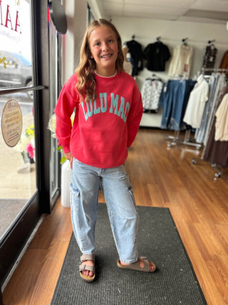 Lulu Mac Girls Coral & Mint Puff Sweatshirt - All About Me Boutique