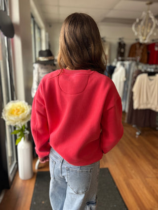 Lulu Mac Girls Coral & Mint Puff Sweatshirt - All About Me Boutique