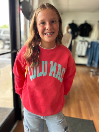 Lulu Mac Girls Coral & Mint Puff Sweatshirt - All About Me Boutique